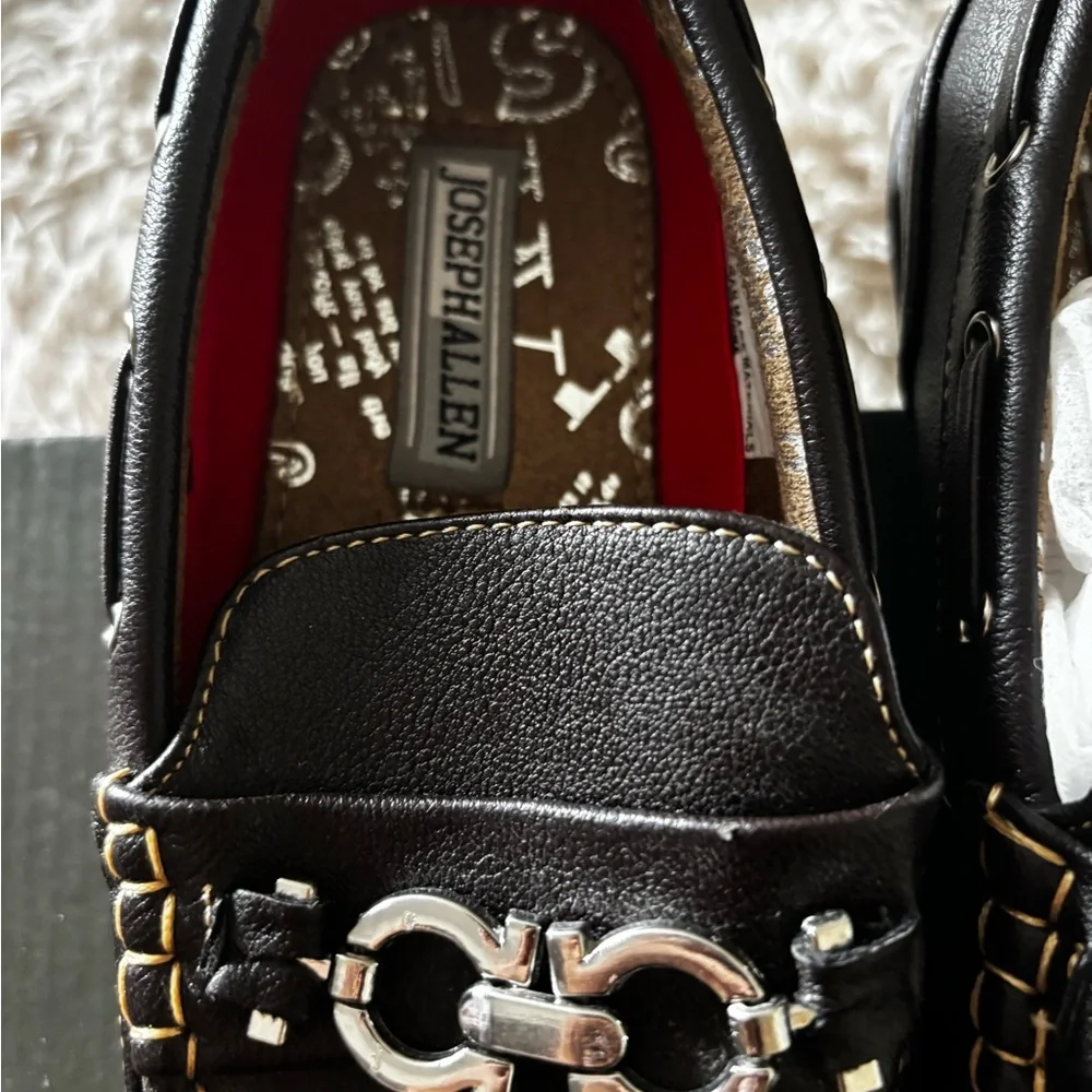 Joseph Allen Brown Slip-On Loafers with Silver Bit